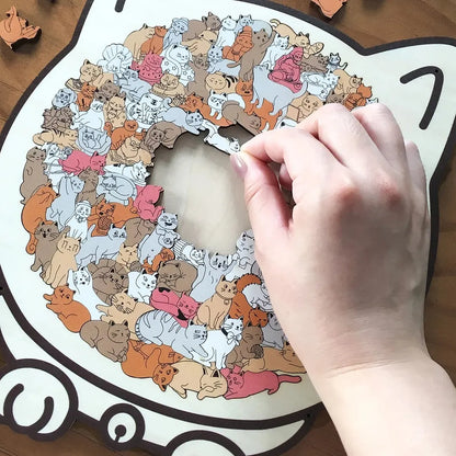 Maillard-color animal-shaped wooden puzzle