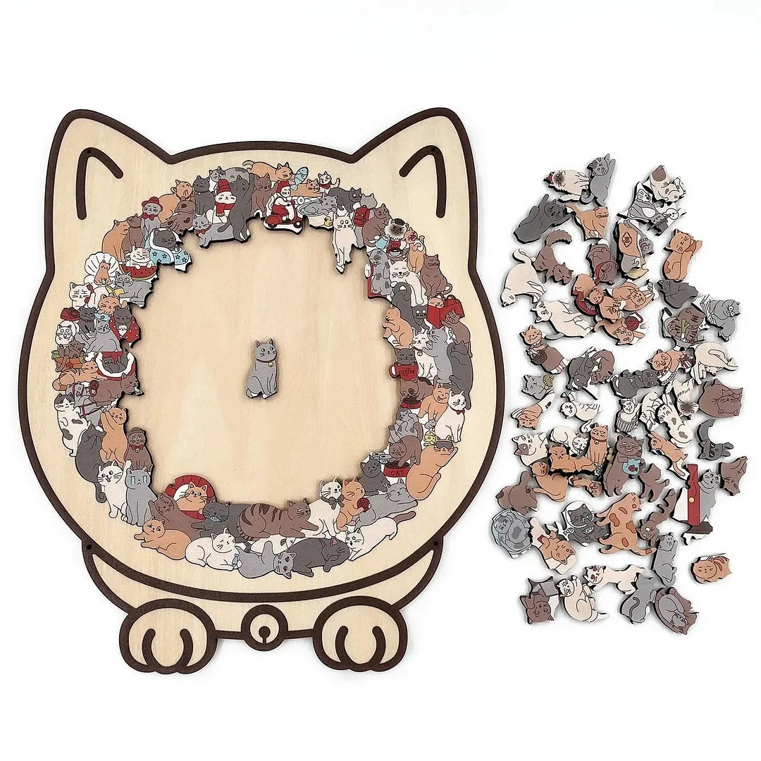 Natural wood animal-shaped jigsaw puzzle