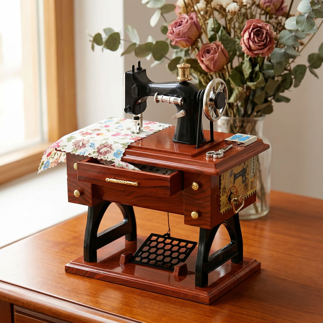 Lunavia vintage sewing machine music box
