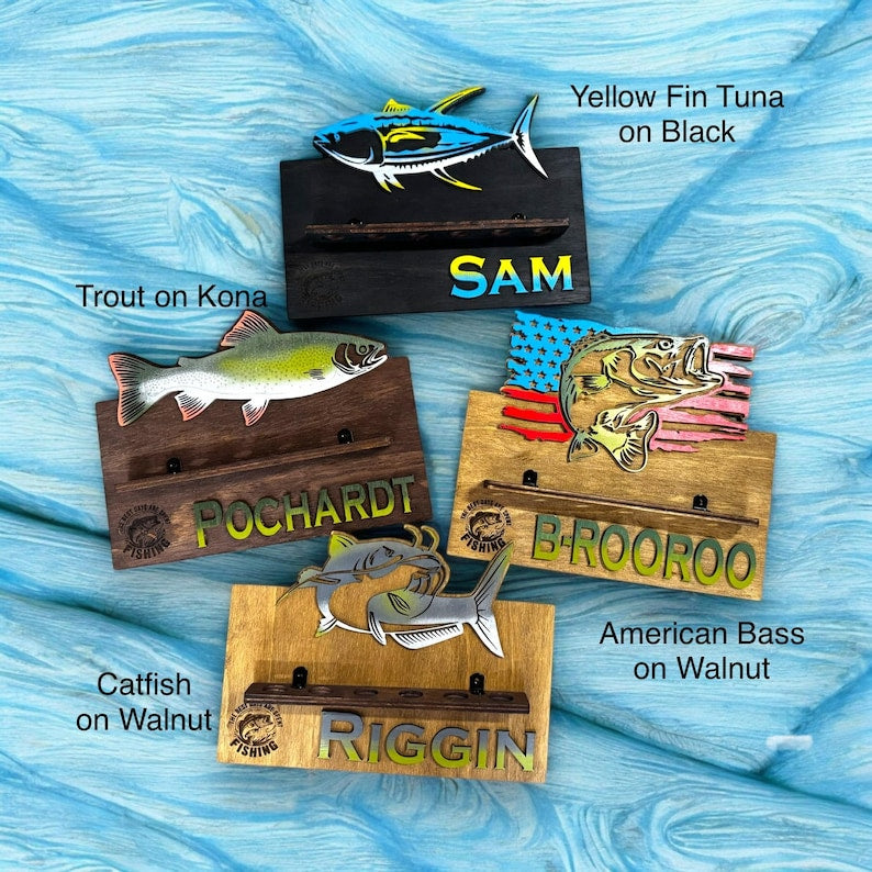 Custom fishing rod rack style example