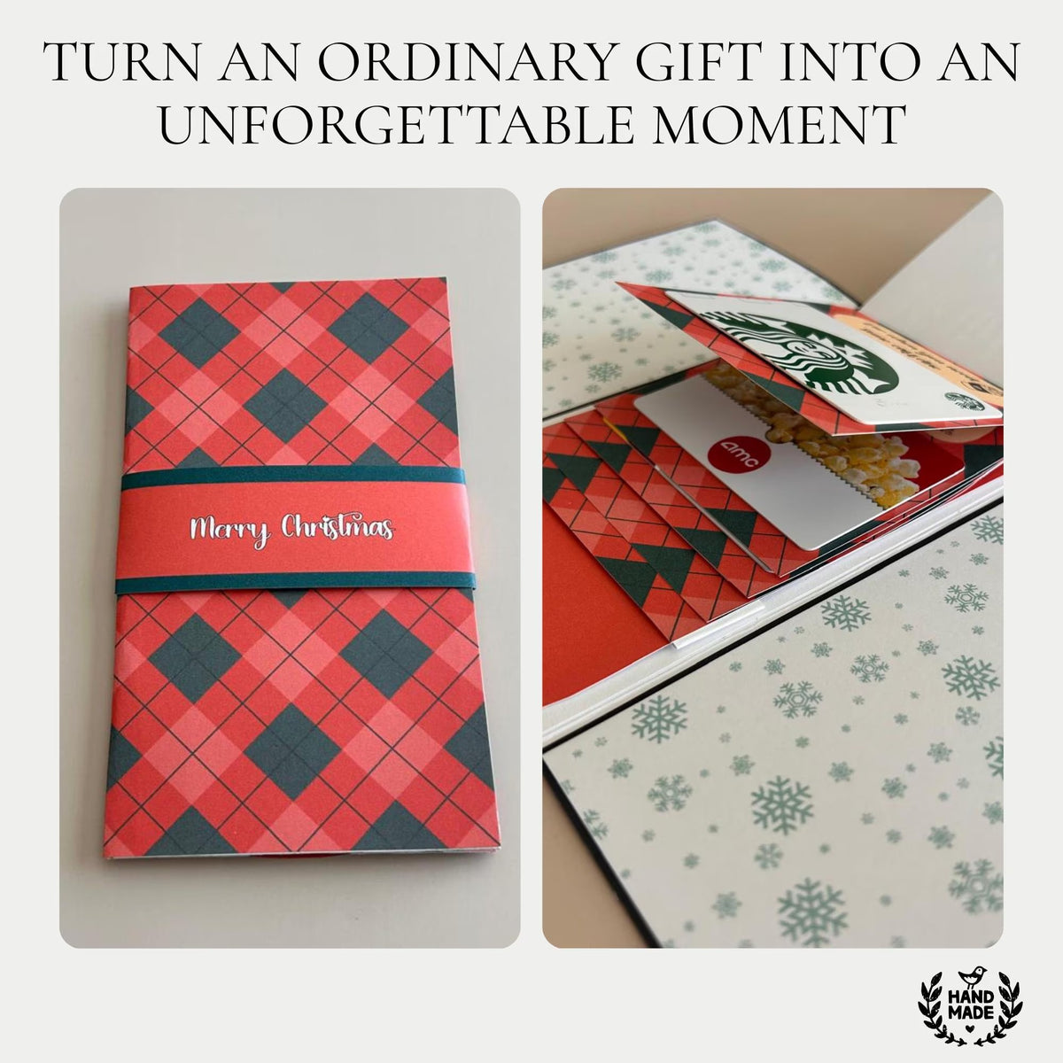 Christmas gift card holder book handmade card