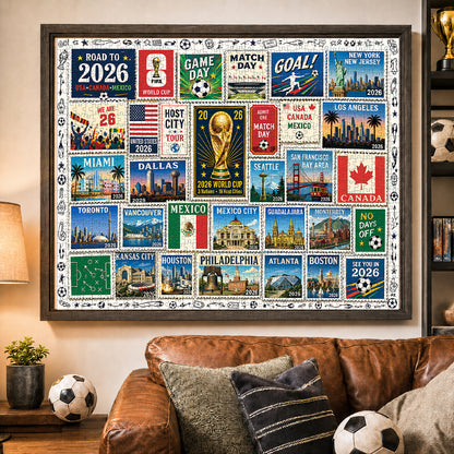 Casse-tête timbres commémoratifs « Voyage des villes hôtes de la Coupe du Monde 2026 » – Le cadeau ultime pour les fans