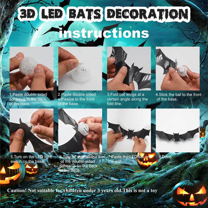 🦇Halloween 3D Fledermaus LED Wandleuchte Deko